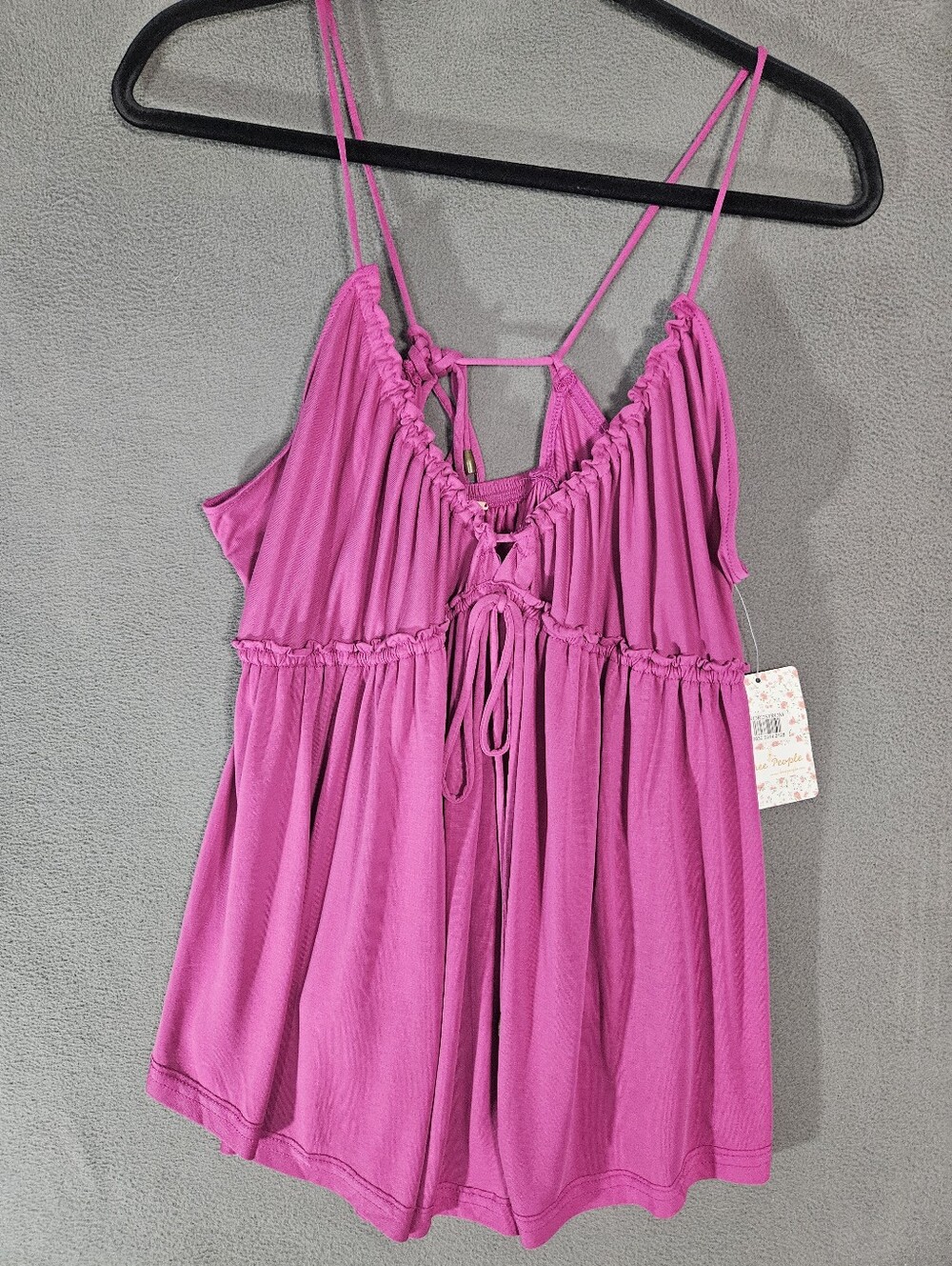 NWT Free People Sundrop Camisole Size Small Fusha Pink Strappy Oversized Tank